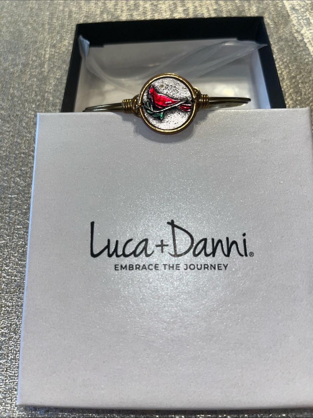 Luca + Danni Gold Tone Bangle with Red Cardinal Accent